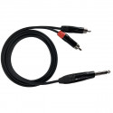 Cablu Jack 6.3 mm mono la 2 RCA tata, 1 m, ZZIPP YZZM100