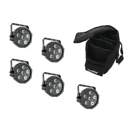 Set 5 proiectoare LED + geanta transport, Eurolite Set 5x LED SLS- TCL Spot + Soft Bag