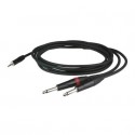 Cablu audio Jack 3.5 stereo la 2 Jack 6.3 mono, 3 m , DAP-Audio FLX-313-3m