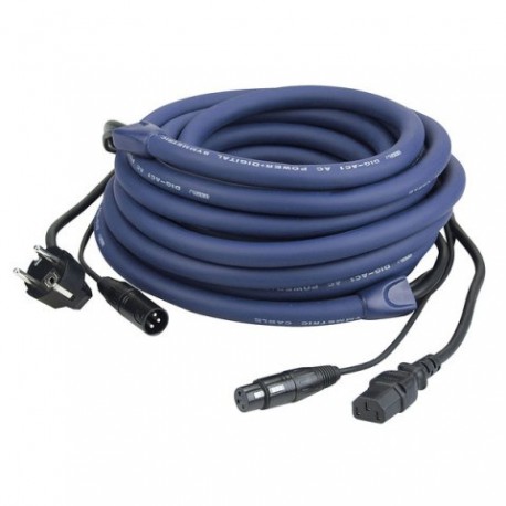 Cablu combi Schuko/XLR tata la IEC/XLR mama,20 m DMX / Power, DAP-Audio FP-0420-20m