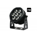Proiector PAR negru de exterior 7x15W LED (6in1) RGBW+Amber+UV, FOS TOURING PAR 7X15 IP HEX 